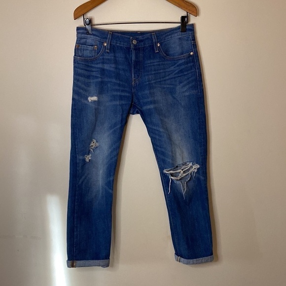 LEVIS 501 CT Distressed Medium Wash Boyfriend Fit Jeans - Picture 2 of 11